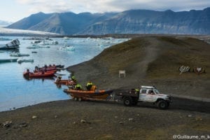 The Zodiacs are ready at Jökulsárlón